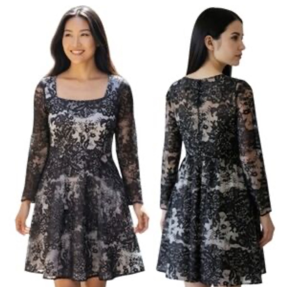 Marchesa Notte Black and White Dress